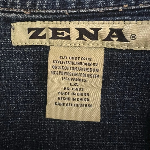 Vintage Y2K Zena Denim Jacket Cropped Women's Size L Western Boho Rockabilly - Picture 7 of 9